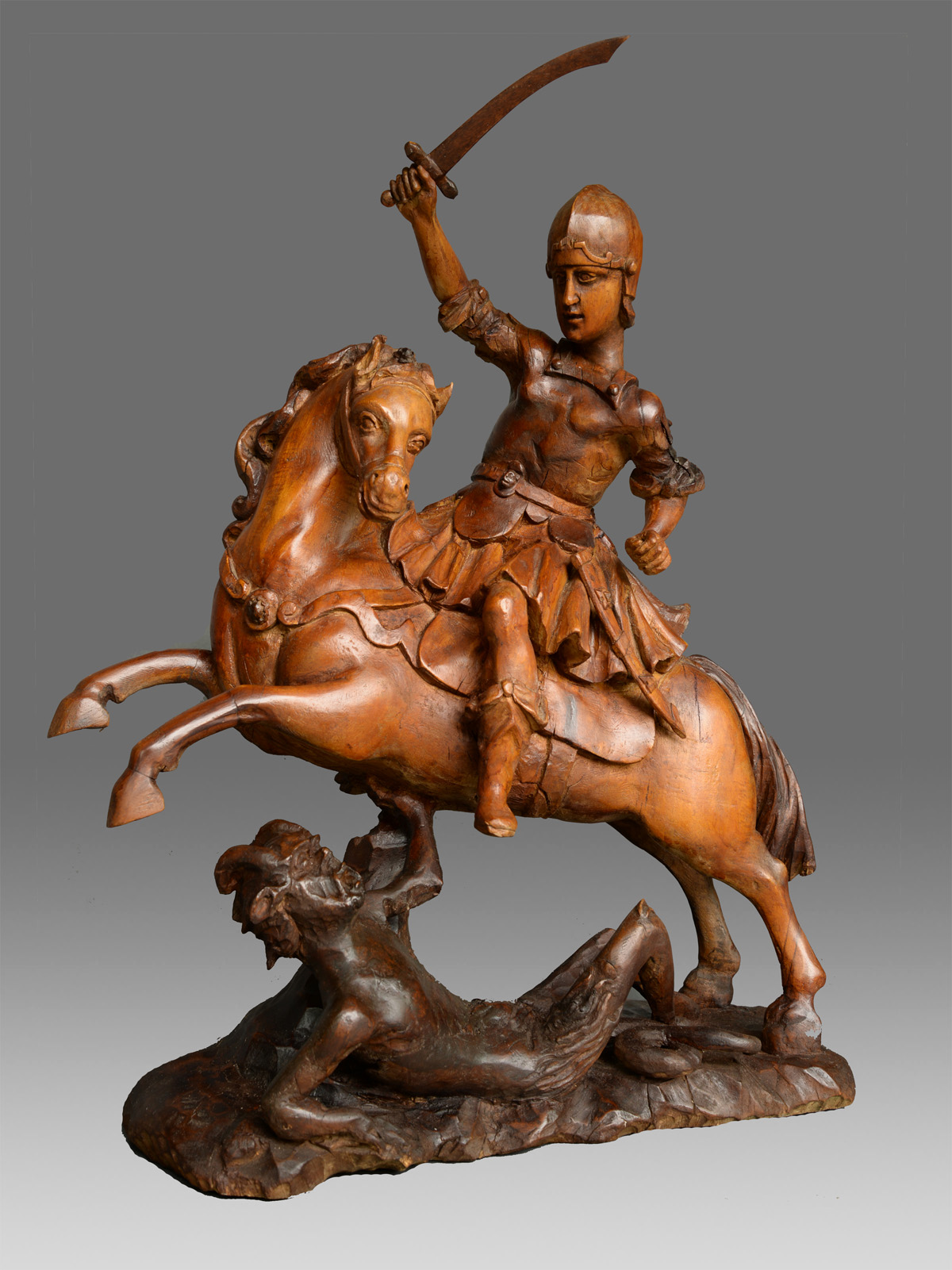 Skulptur Heiliger Michael auf dem Pferd 18. Jhd